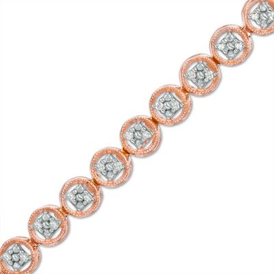 1/4 CT. T.w. Diamond Circle Tennis Bracelet in Sterling Silver with 14K Rose Gold Plate - 7.25"