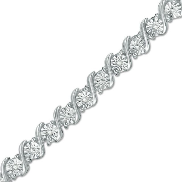 1/10 CT. T.w. Diamond "S" Tennis Bracelet in Sterling Silver - 7.25"