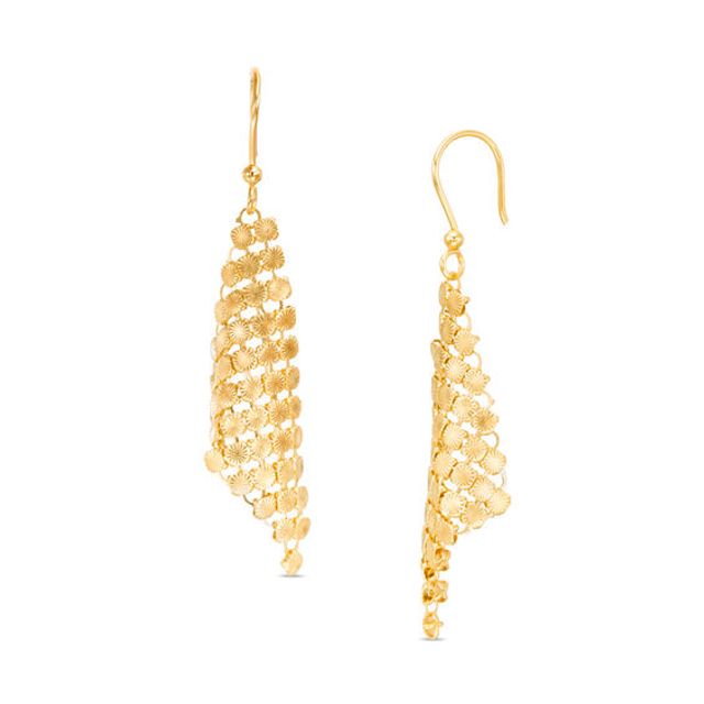 Made in Italy Diamond-Cut Mesh Drop Earrings in 14K Gold