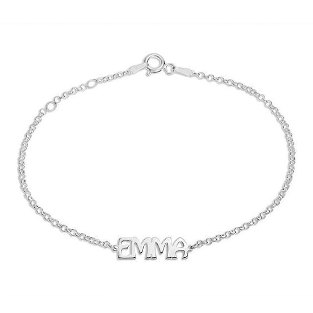 Uppercase Name Bracelet in Sterling Silver (1 Line) - 8"