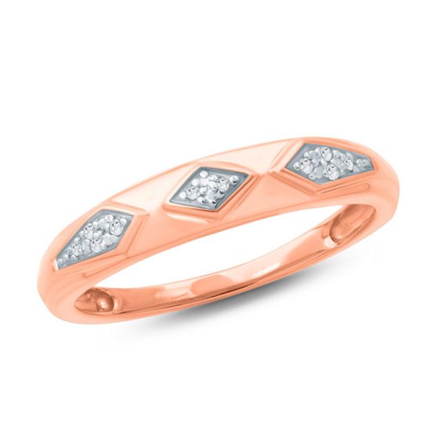 Ladies' Diamond Accent Retro Geometric Wedding Band in 10K Rose Gold