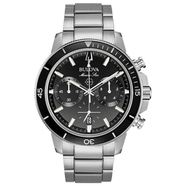 Men's Bulova Marine Star Chronograph Watch with Black Dial (Model: 96B272)