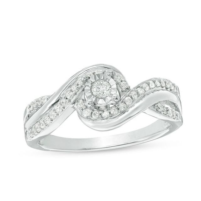 1/4 CT. T.w. Diamond Swirl Bypass Promise Ring in Sterling Silver