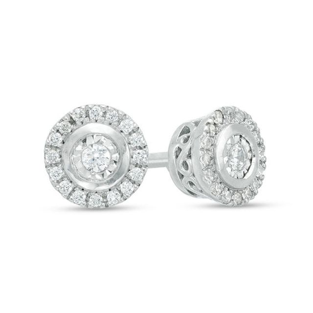 1/10 CT. T.w. Diamond Frame Stud Earrings in 10K White Gold