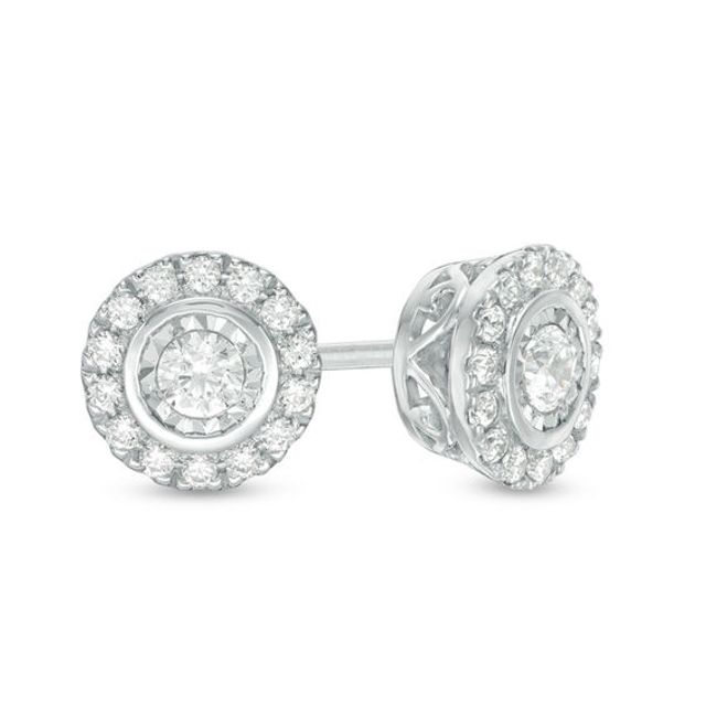 1/3 CT. T.w. Diamond Bezel Frame Stud Earrings in 10K White Gold