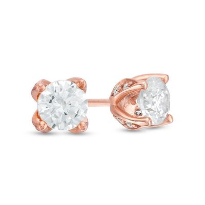 Love's Destiny by Zales 5/8 CT. T.w. Certified Diamond Solitaire Stud Earrings in 14K Rose Gold (I/I2)