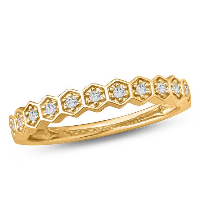 1/10 CT. T.w. Diamond Hexagon Stackable Band in 10K Gold