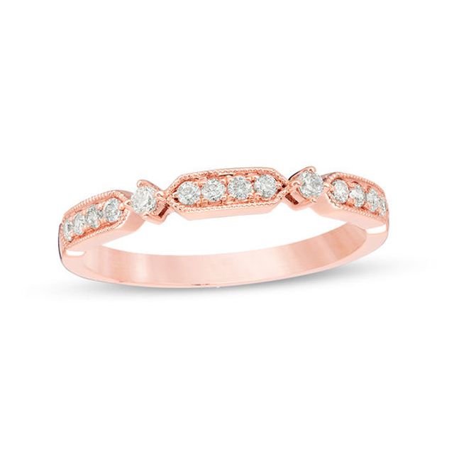 1/5 CT. T.w. Diamond Art Deco Vintage-Style Anniversary Band in 10K Rose Gold