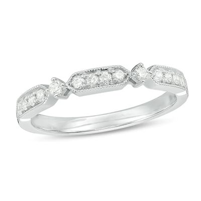 1/5 CT. T.w. Diamond Art Deco Vintage-Style Band in 10K White Gold