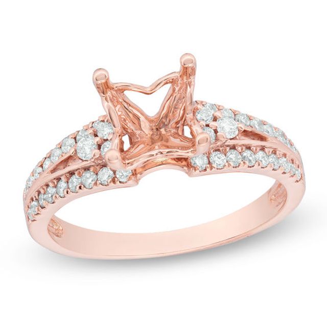 3/8 CT. T.w. Diamond Tri-Sides Semi-Mount in 14K Rose Gold