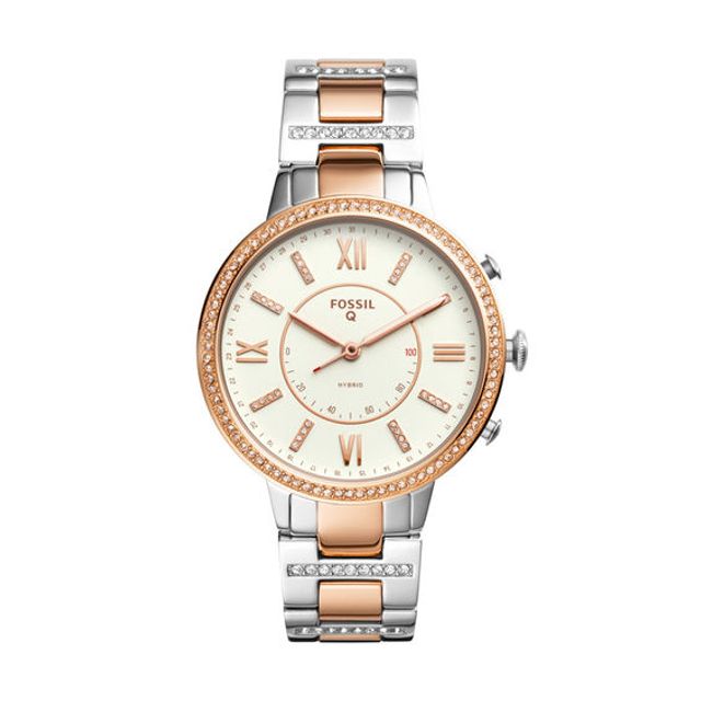 Ladies' Fossil Q Virginia Crystal Accent Two-Tone Hybrid Smart Watch with White Dial (Model: Ftw5011)