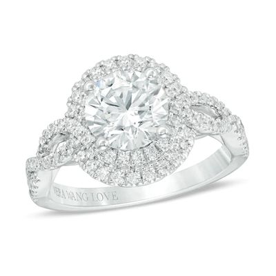 Vera Wang Love Collection 2 CT. T.w. Certified Diamond Frame Twist Engagement Ring 14K White Gold (I/Si2)