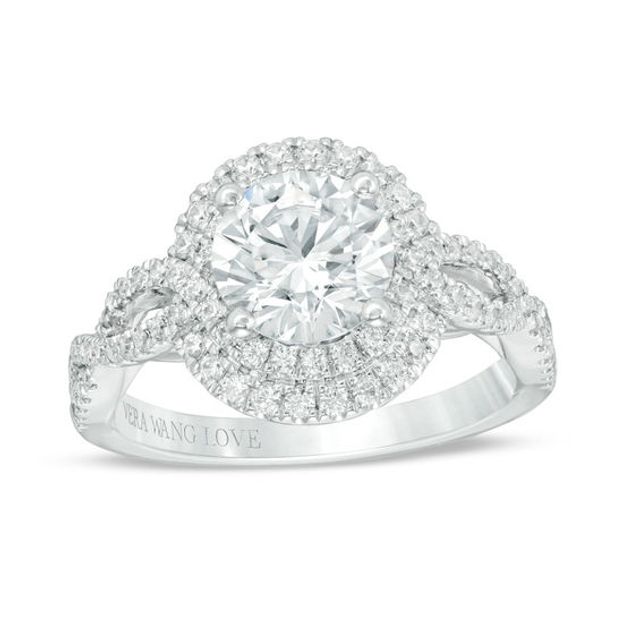 Vera Wang Love Collection 2 CT. T.w. Certified Diamond Frame Twist Engagement Ring in Platinum (I/Si2)