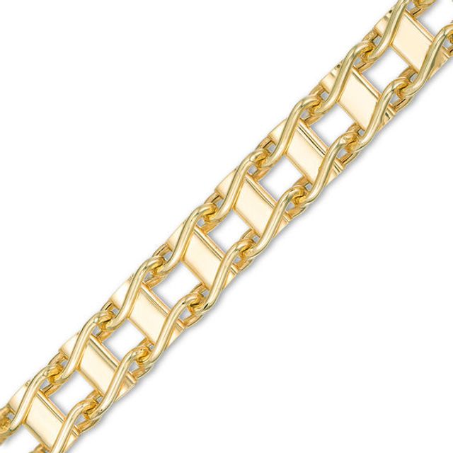 Men's Railroad Link Chain Bracelet in 10K Gold - 8.5"