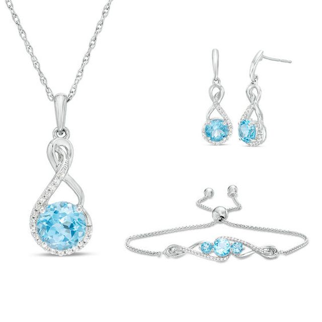 Water Design Pear Cut Aquamarine Necklace Earring Set