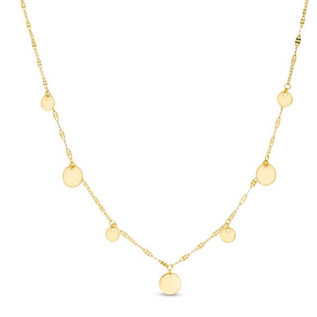 Disc Station Choker Necklace in 10K Gold - 16"