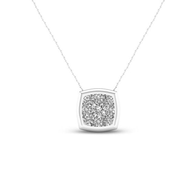 1/3 CT. T.w. Diamond Cushion Frame Pendant in 10K White Gold