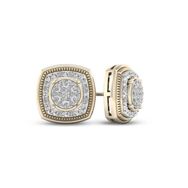 1/6 CT. T.w. Composite Diamond Cushion Frame Vintage-Style Stud Earrings in 10K Gold