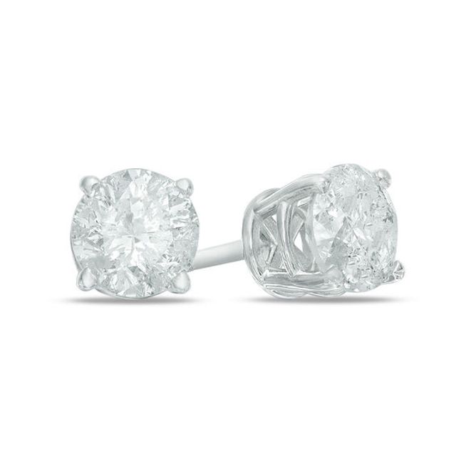 1-1/5 CT. T.w. Diamond Solitaire Stud Earrings in 14K White Gold