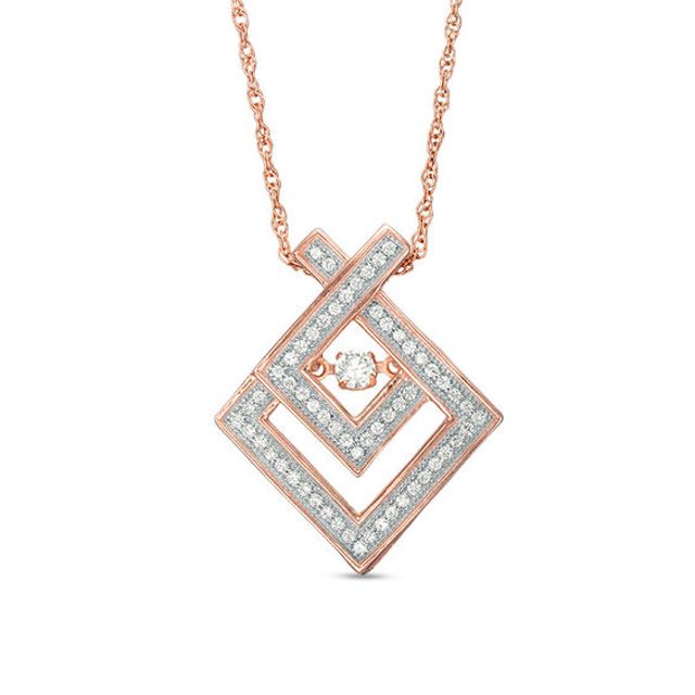 Lab-Created White Sapphire Geometric Pendant in Sterling Silver with 14K Rose Gold Plate