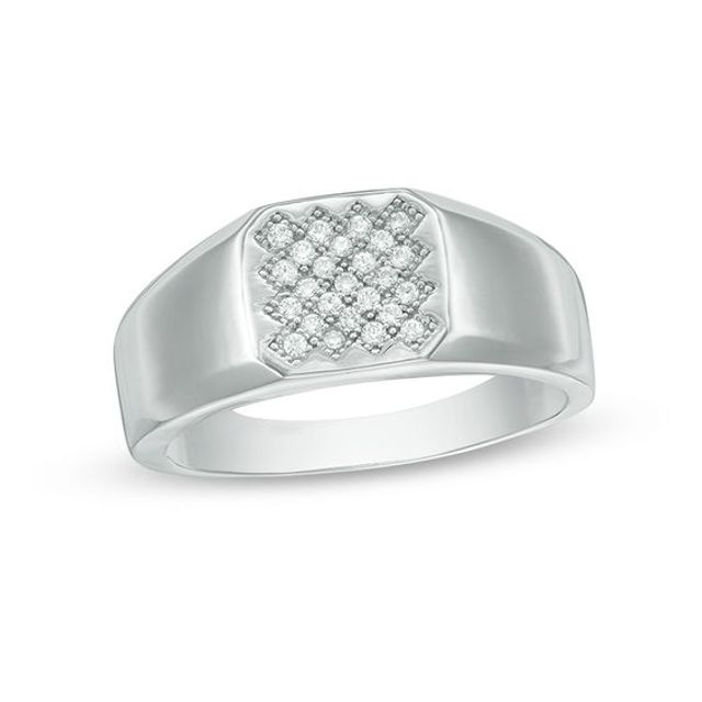 Men's 1/6 CT. T.w. Composite Diamond Signet Ring in Sterling Silver