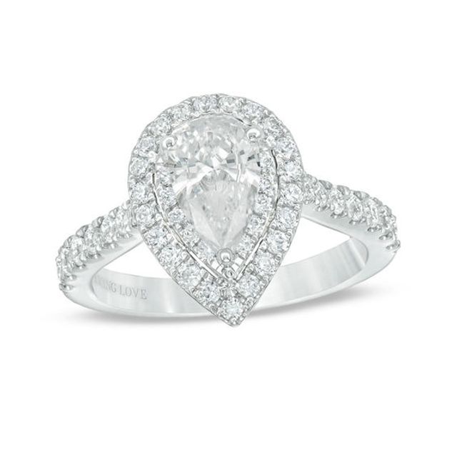 Vera Wang Love Collection 1-3/4 CT. T.w. Certified Pear-Shaped Diamond Frame Engagement Ring in 14K White Gold (I/Si2)