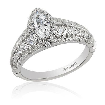 Enchanted Disney Pocahontas 1-1/2 CT. T.w. Marquise Diamond Frame Vintage-Style Engagement Ring in 14K White Gold