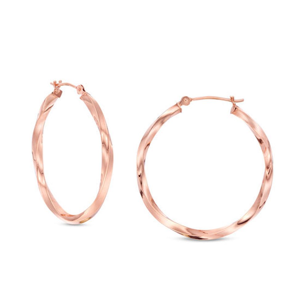 30.0mm Square Twist Hoop Earrings in 14K Rose Gold