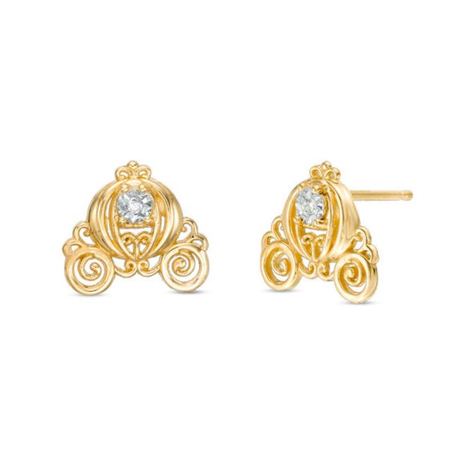 Child's Disney Twinkle Cinderella Diamond Accent Carriage Stud Earrings in 14K Gold