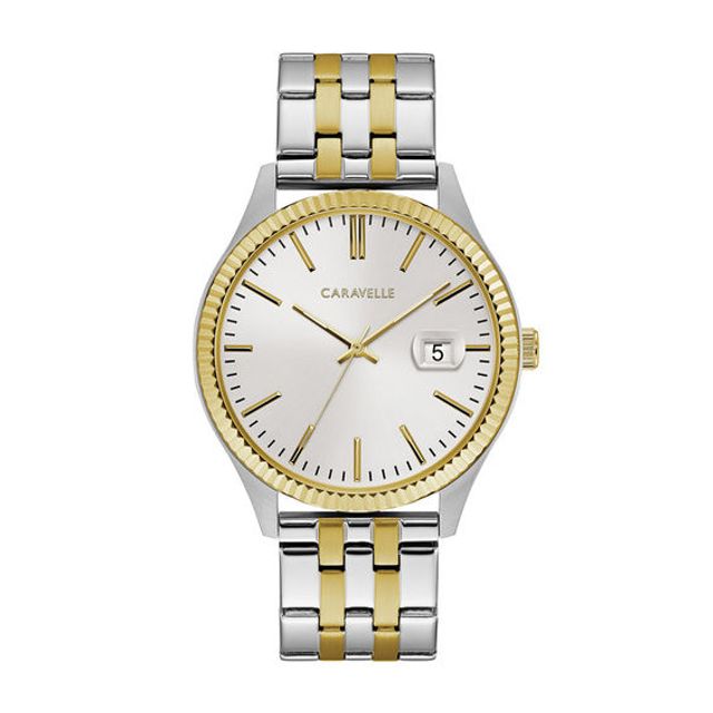Men's Caravelle by Bulova Two-Tone Watch with White Dial (Model: 45B148)