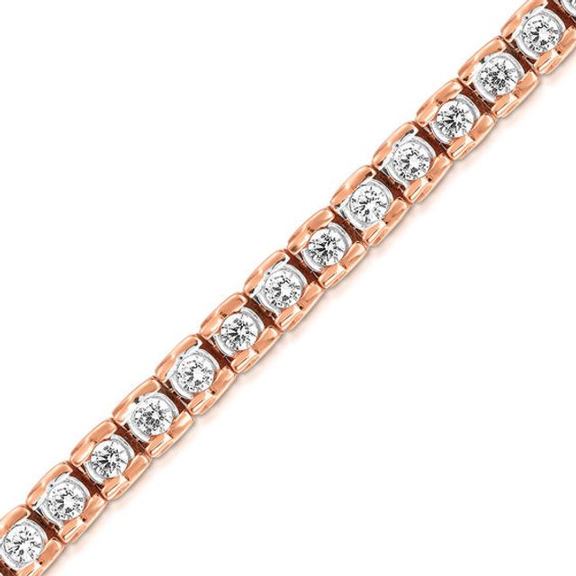 1 CT. T.w. Diamond Ribbon Tennis Bracelet in 14K Rose Gold