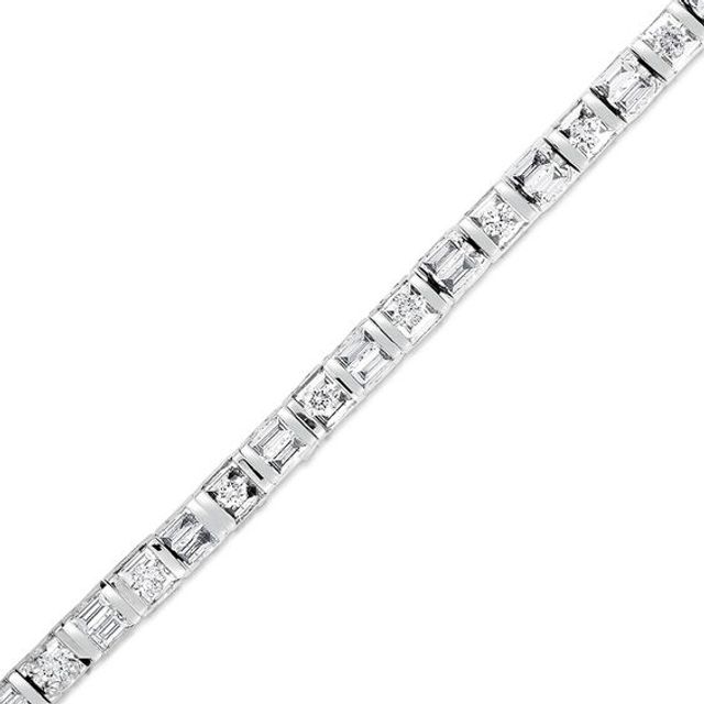 1/2 CT. T.w. Baguette and Round Diamond Tennis Bracelet in 10K White Gold