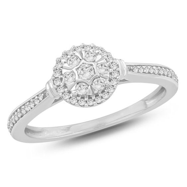 1/4 CT. T.w. Composite Diamond Frame Collar Promise Ring in 10K White Gold