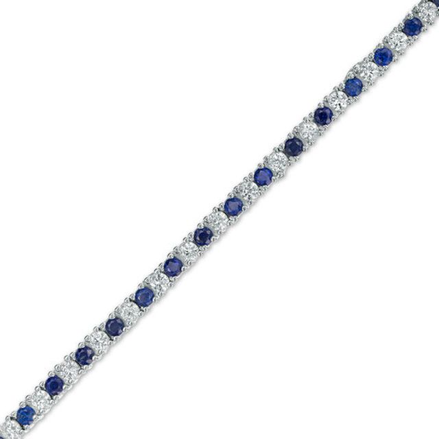 Lab-Created Blue and White Sapphire Tennis Bracelet in Sterling Silver - 7.25"