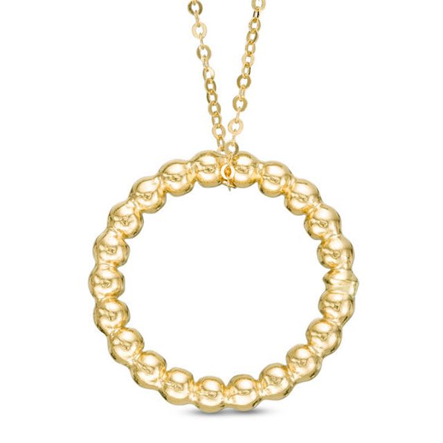 Beaded Circle Pendant in 10K Gold - 17.75"