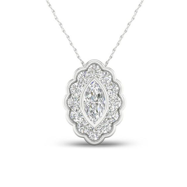 1/2 CT. T.w. Marquise Diamond Flower Frame Pendant in 10K White Gold