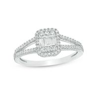 1/3 CT. T.w. Composite Diamond Rectangle Frame Ring in 10K White Gold