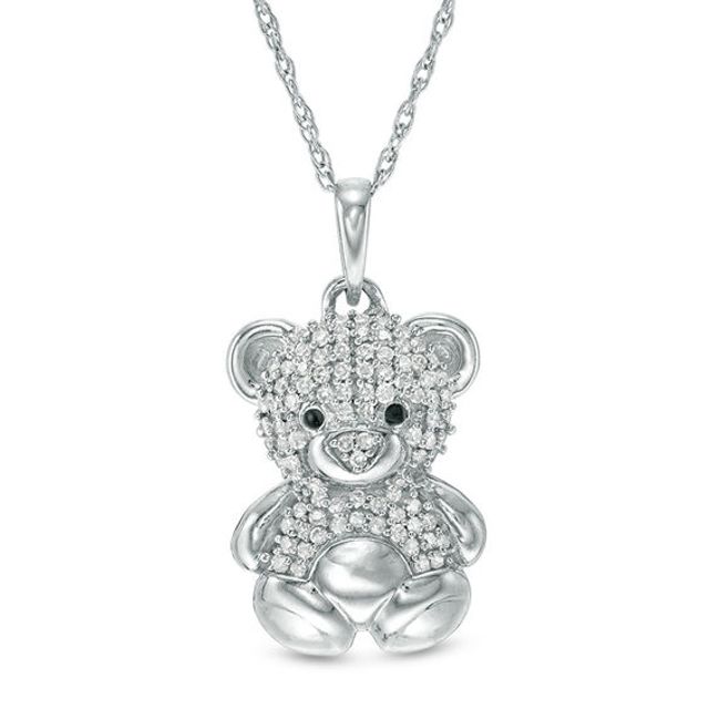 1/10 CT. T.w. Diamond Teddy Bear Pendant in Sterling Silver