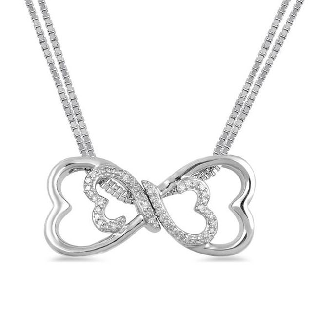 Open Hearts by Jane Seymourâ¢ 1/15 CT. T.w. Diamond Bow Interlocking Pendant Set in Sterling Silver