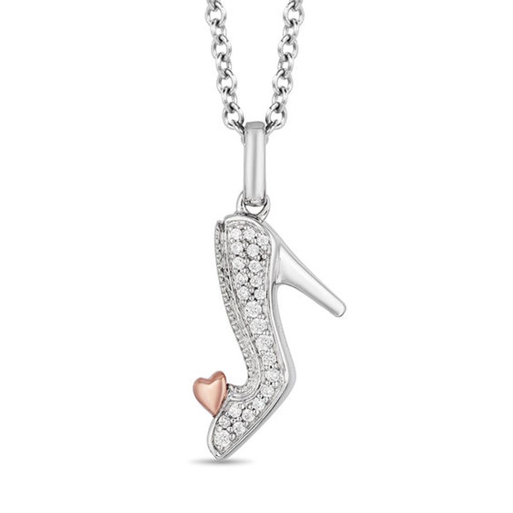 1/10 CT. T.W. Diamond Double Heart Pendant in Sterling Silver with 18K Rose  Gold Plate | Zales