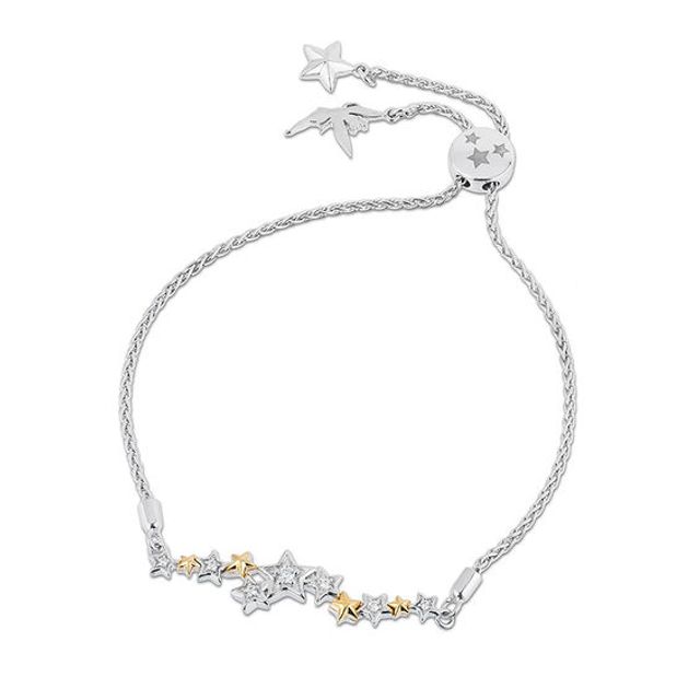 Enchanted Disney Tinker Bell 1/10 CT. T.w. Diamond Star Bolo Bracelet in Sterling Silver and 10K Gold - 9.5"