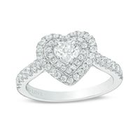 Vera Wang Love Collection 1 CT. T.w. Heart-Shaped Diamond Double Frame Engagement Ring in 14K White Gold