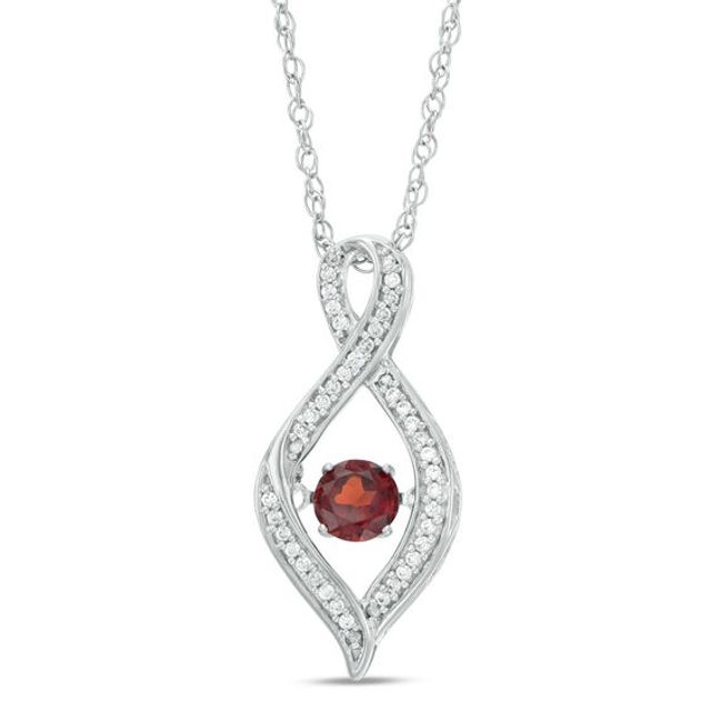 4.5mm Garnet and 0.11 CT. T.w. Diamond Infinity Flame Pendant in Sterling Silver