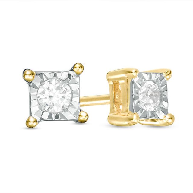 1/10 CT. T.w. Diamond Solitaire Square Stud Earrings in 10K Gold