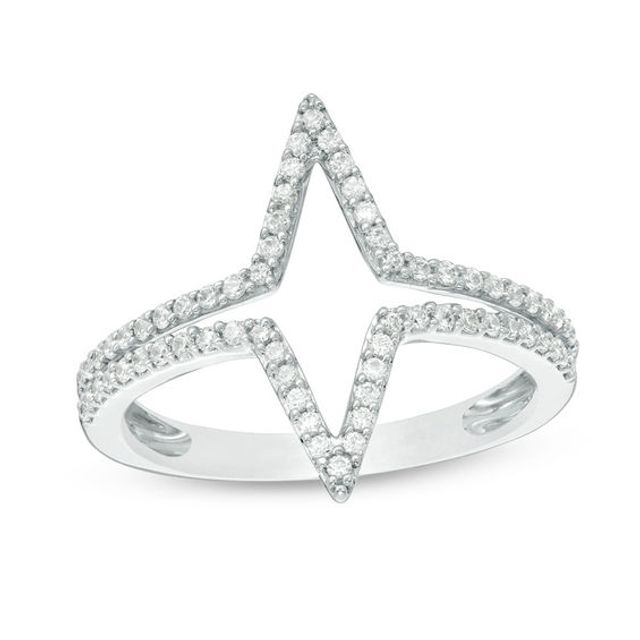 1/3 CT. T.w. Diamond Double Triangle Split Ring in 10K White Gold