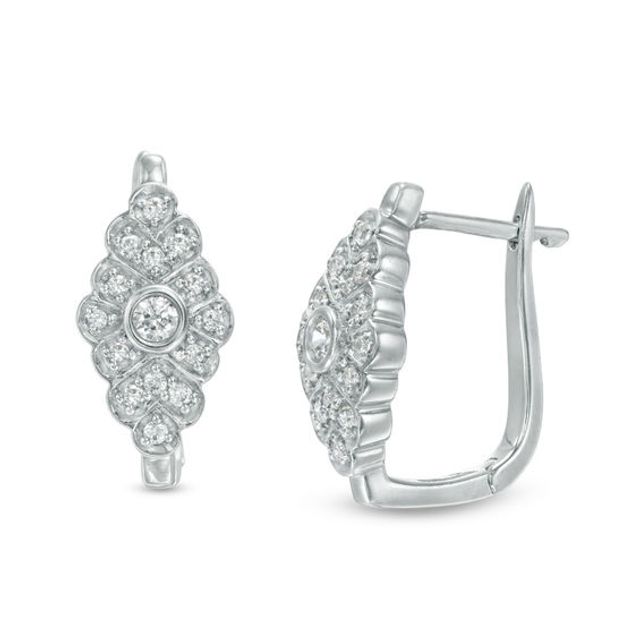 1/5 CT. T.w. Diamond Marquise Hoop Earrings in 10K White Gold