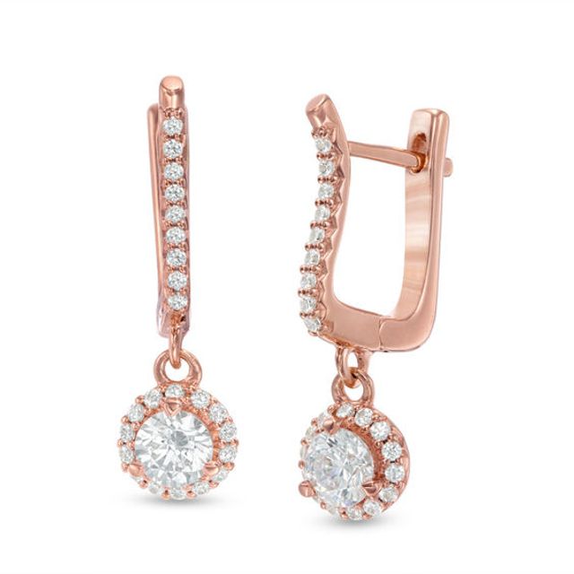 3/4 CT. T.w. Diamond Frame Drop Earrings in 10K Rose Gold