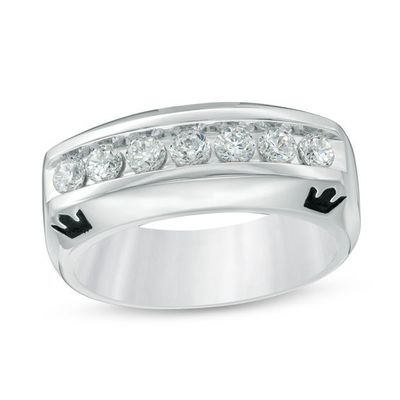 Enchanted Disney Men's 3/4 CT. T.w. Diamond Crown Wedding Band in 14K White Gold