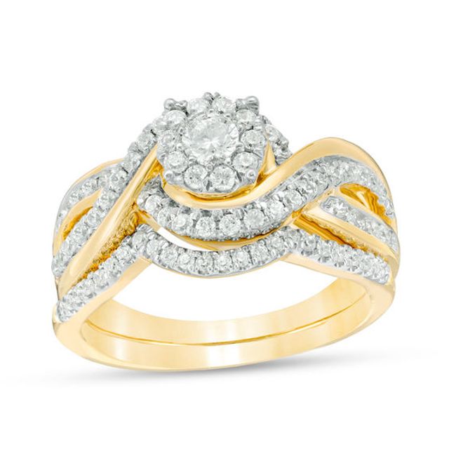 3/4 CT. T.w. Diamond Frame Bypass Bridal Set in 10K Gold