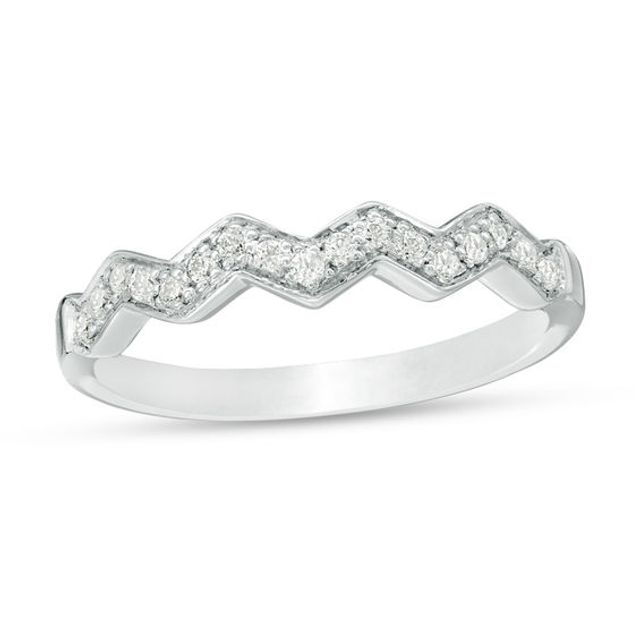 1/10 CT. T.w. Diamond Zig-Zag Band in 10K White Gold